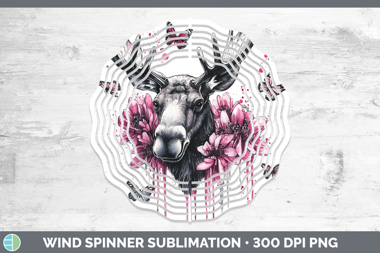 Pink Drips BS02 Moose Wind Spinner Sublimation Spinner Desig