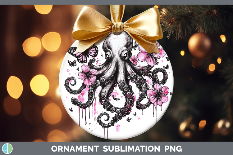 Pink Drips BS02 Octopus Ornament Sublimation Bauble Designs