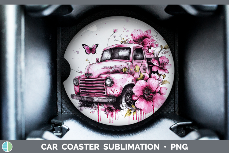 Pink Drips BS02 Vintage Truck Car Coaster Sublimation Desig