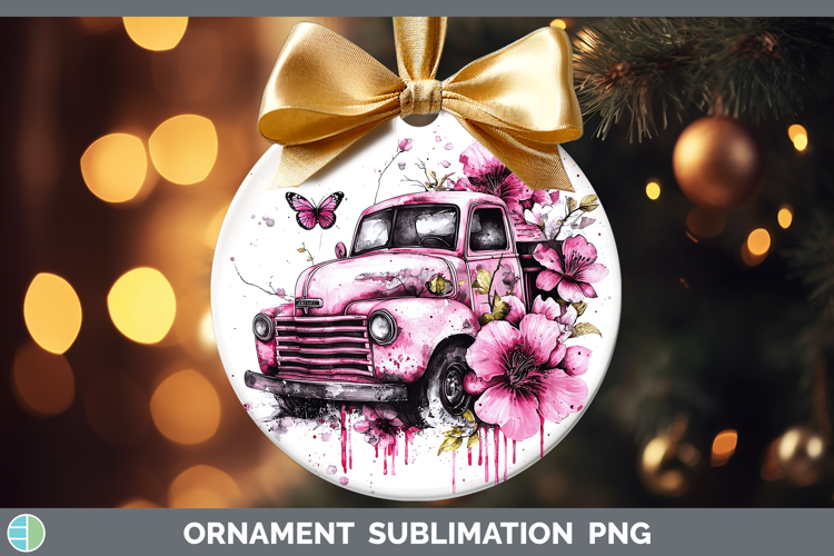 Pink Drips BS02 Vintage Truck Ornament Sublimation Bauble De