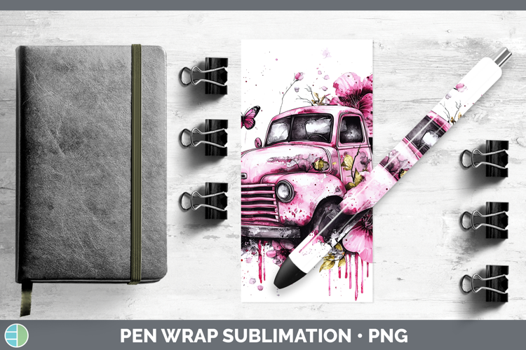 Pink Drips BS02 Vintage Truck Pen Wrap Sublimation Pen Desig