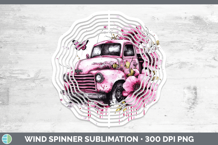 Pink Drips BS02 Vintage Truck Wind Spinner Sublimation Spinn