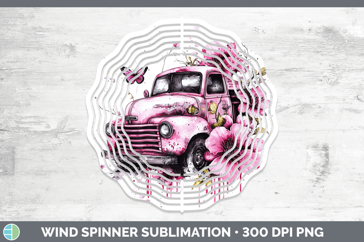 Pink Drips BS02 Vintage Truck Wind Spinner Sublimation Spinn