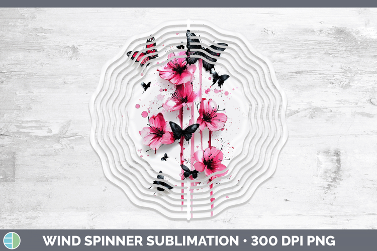 Pink Drips Butterfly Wind Spinner Sublimation Spinner Design