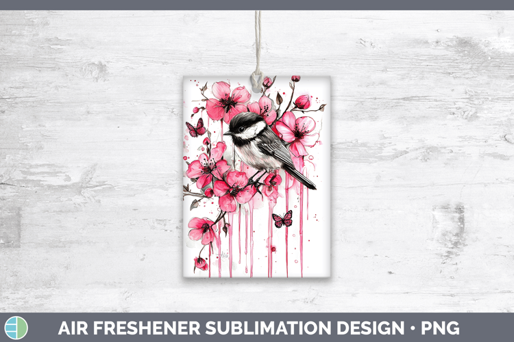 Pink Drips Chickadee Air Freshener Sublimation Car Freshener