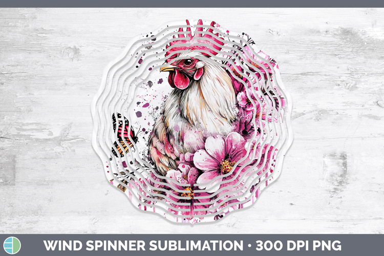 Pink Drips Chicken Wind Spinner Sublimation Spinner Designs
