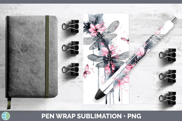 Pink Drips Dragonfly Pen Wrap Sublimation Pen Designs