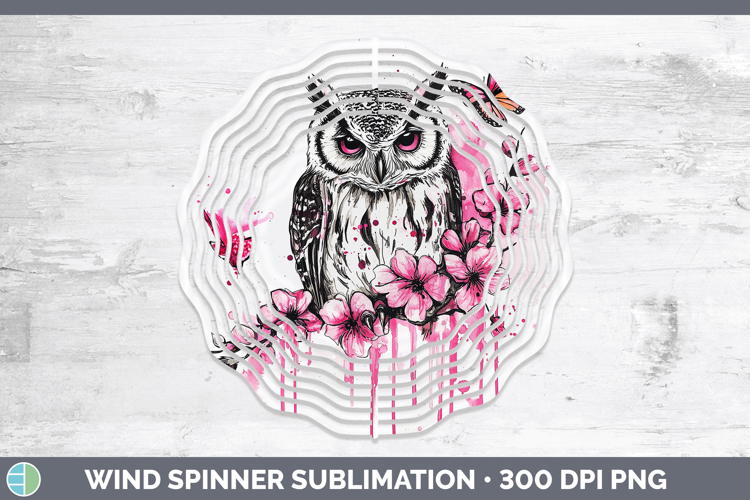 Pink Drips Owl Wind Spinner Sublimation Spinner Designs