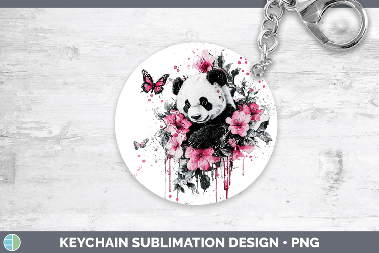 Pink Drips Panda Keychain Sublimation Keyring Designs