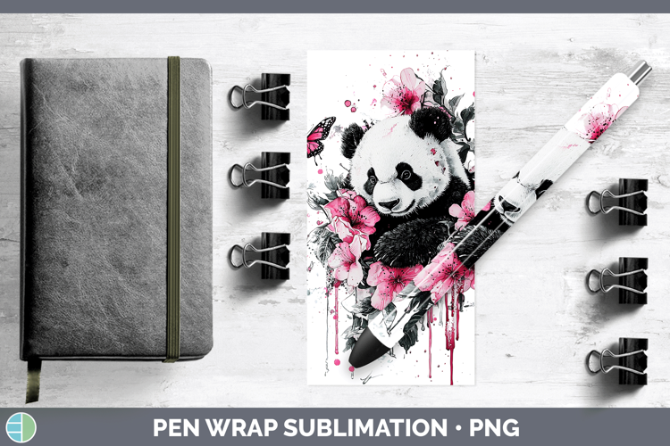 Pink Drips Panda Pen Wrap Sublimation Pen Designs