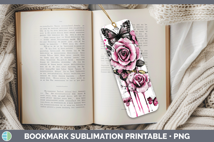 Pink Drips Rose Bookmark Sublimation Printable Designs
