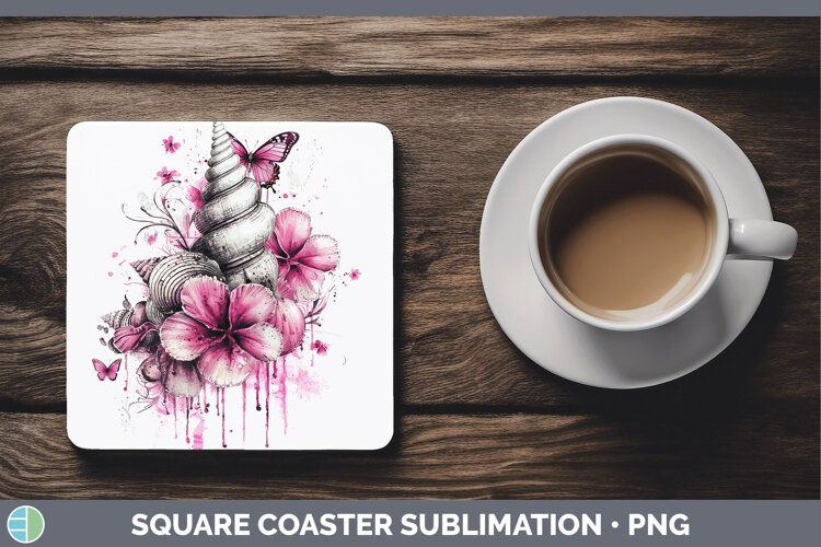 GorgeousPink Drips Square Coaster design.