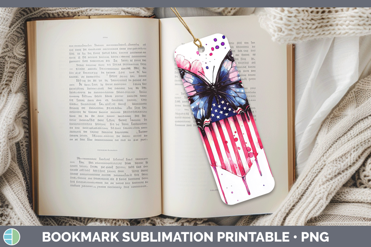 Pink Drips USA Flag Bookmark Sublimation Printable Designs
