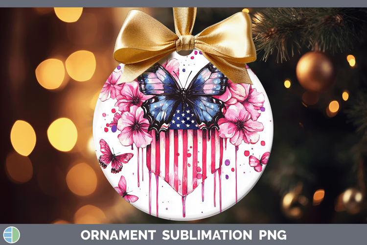 Pink Drips USA Flag Ornament Sublimation Bauble Designs