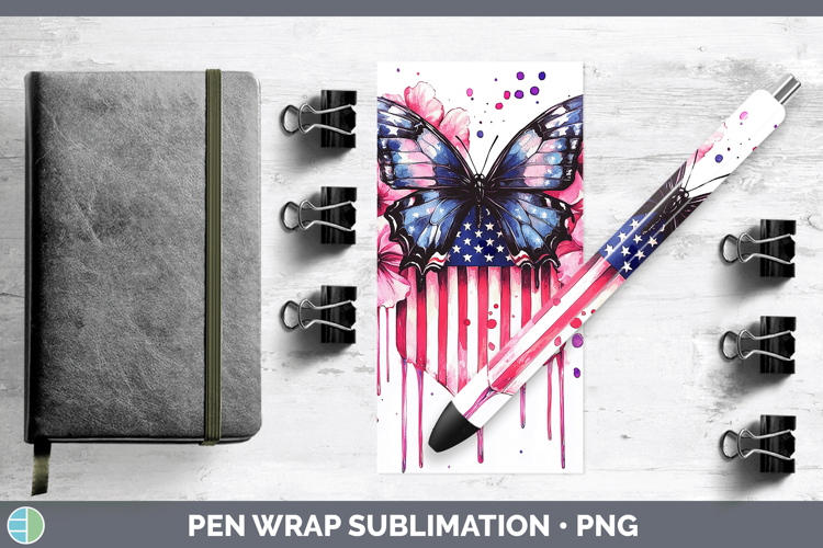 Pink Drips USA Flag Pen Wrap Sublimation Pen Designs