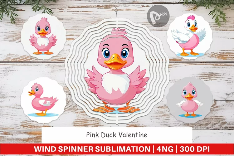 Wind Spinner Pink Duck Valentine