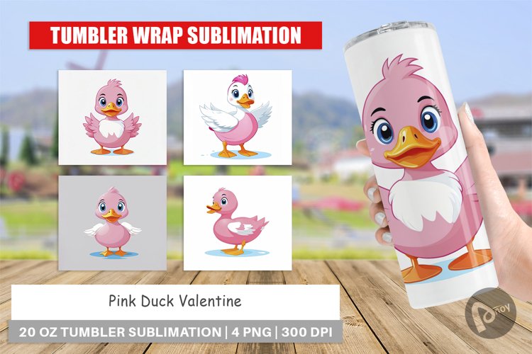 Tumbler Pink Duck Valentine example image 1