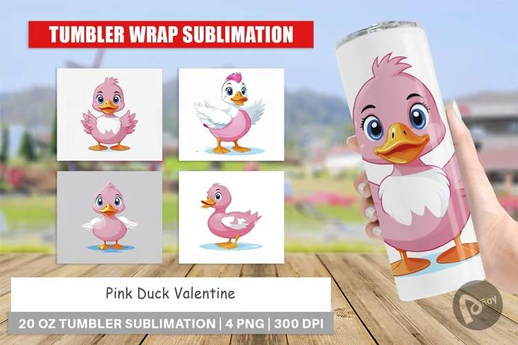Tumbler Pink Duck Valentine
