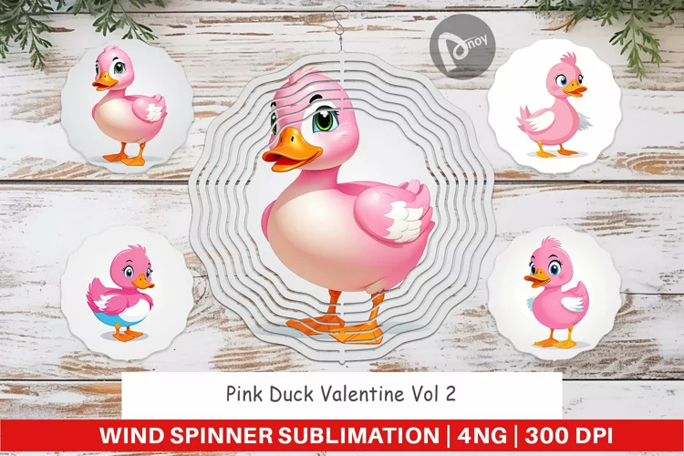 Wind Spinner Pink Duck Valentine