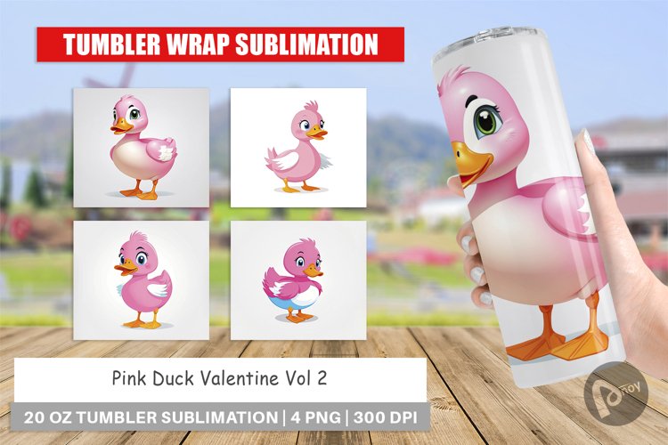 Tumbler Pink Duck Valentine example image 1