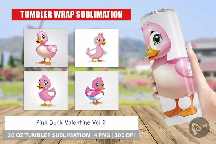 Tumbler Pink Duck Valentine