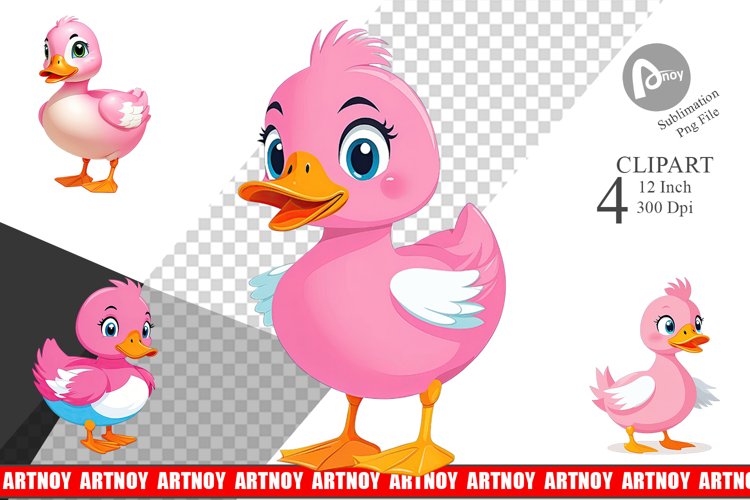 Pink Duck Valentine Clipart