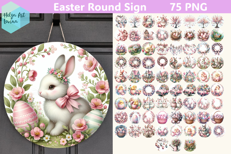 Pink Easter Round Sign Bundle