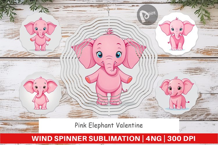 Wind Spinner Pink Elephant Valentine example image 1