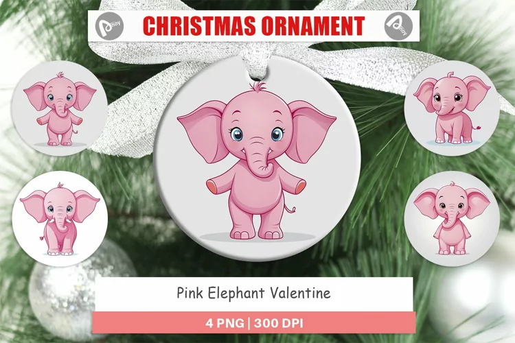Ornament Pink Elephant Valentine