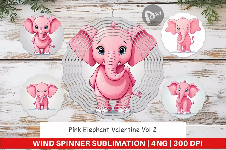 Wind Spinner Pink Elephant Valentine