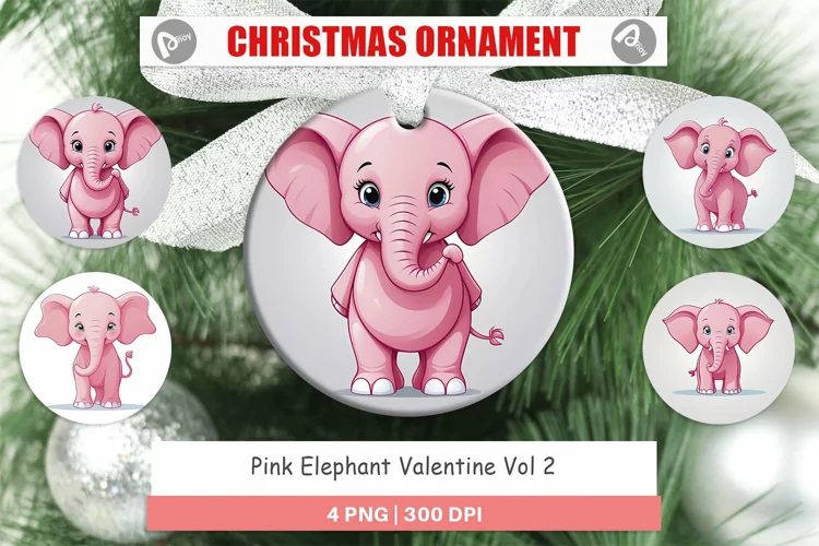 Ornament Pink Elephant Valentine