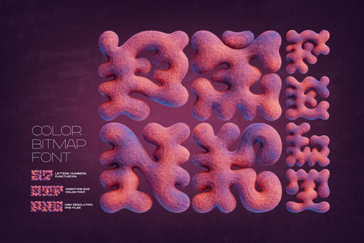 Pink Felt - Color Bitmap Font example image 1