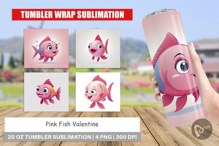 Tumbler Pink Fish Valentine