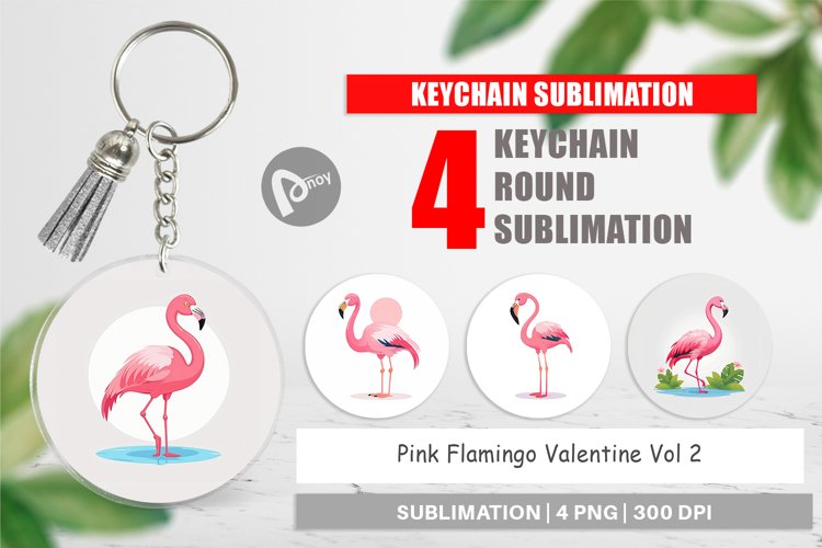 Keychain Pink Flamingo Valentine