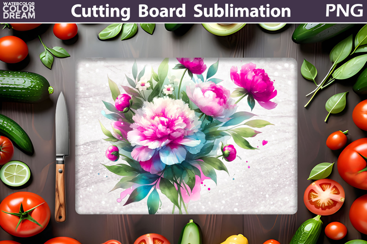 Pink Flowers Cutting Board | Floral Sublimation