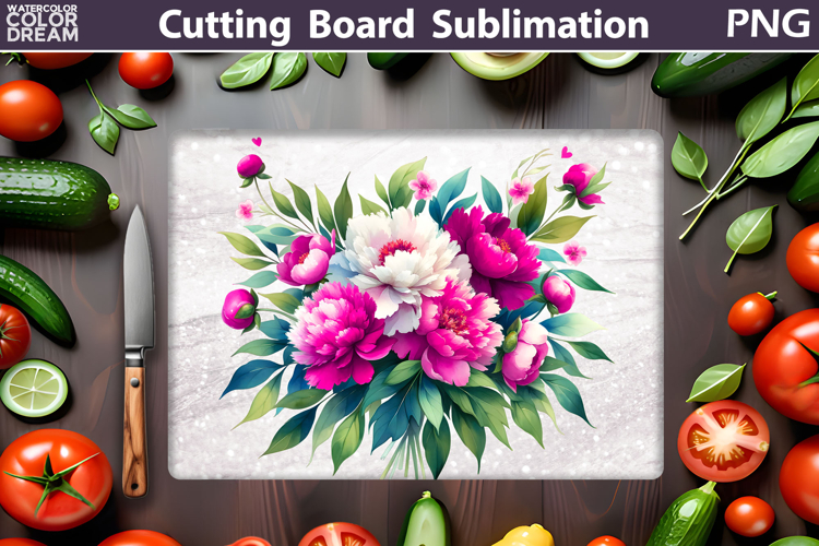 Pink Flowers Cutting Board | Floral Sublimation