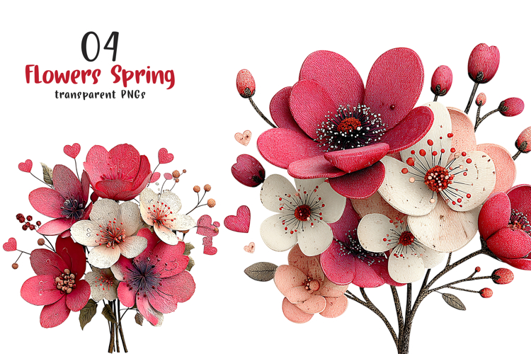 Pink Flowers Spring Clipart