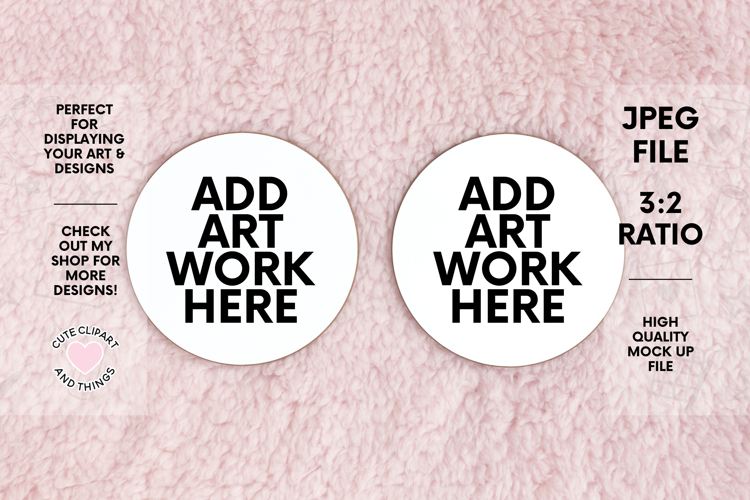 Coaster Mock Up | Two Coaster Mock Up With Fluffy Background