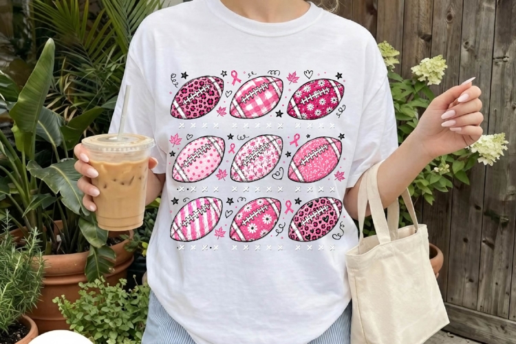 Pink Football Breast Cancer Awareness Bundle example image 1