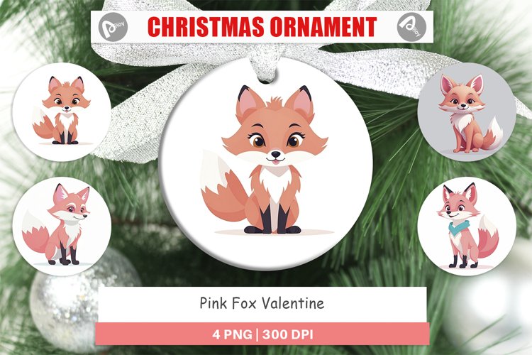 Ornament Pink Fox Valentine example image 1