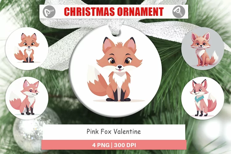 Ornament Pink Fox Valentine