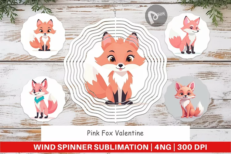 Wind Spinner Pink Fox Valentine