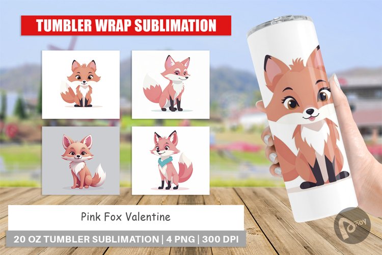 Tumbler Pink Fox Valentine example image 1