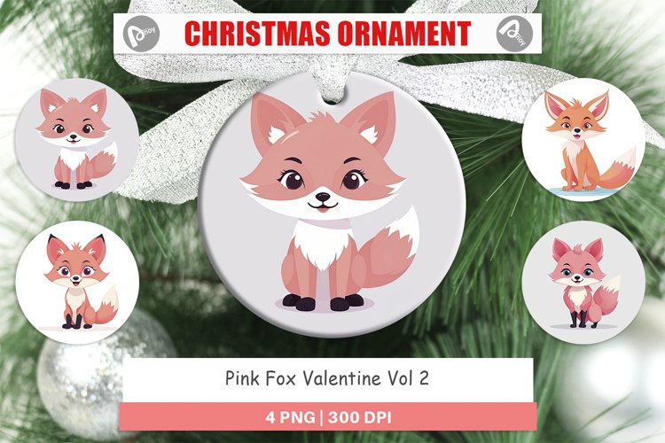 Ornament Pink Fox Valentine example image 1