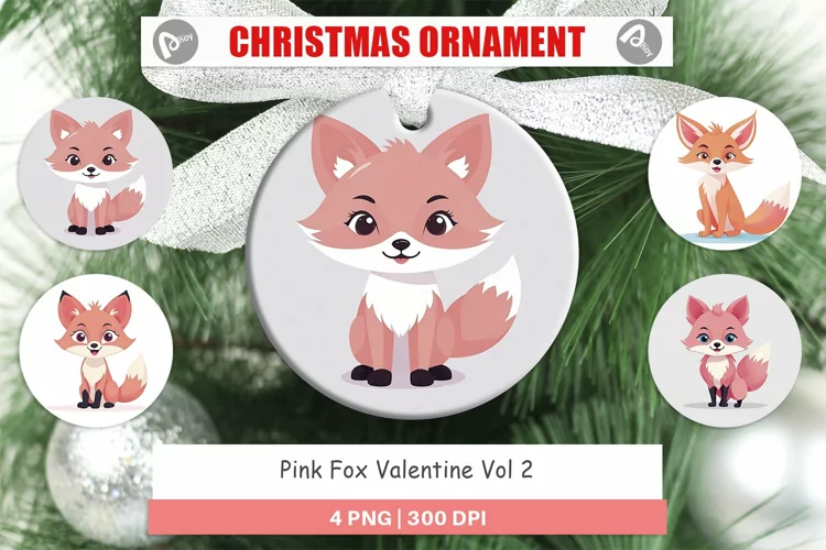 Ornament Pink Fox Valentine