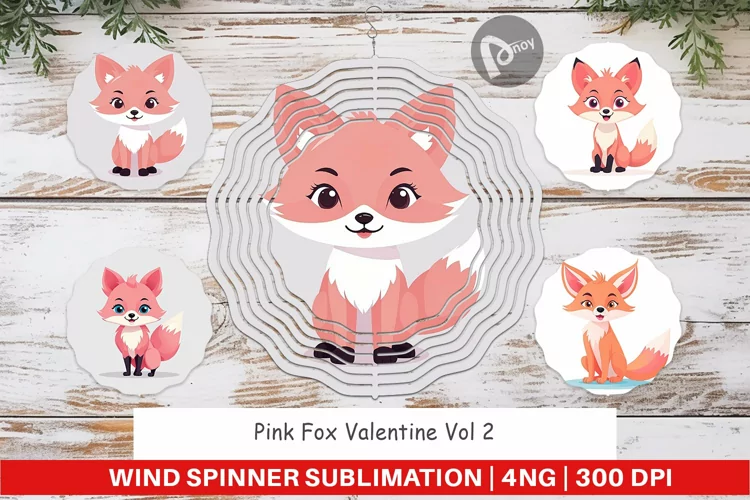 Wind Spinner Pink Fox Valentine