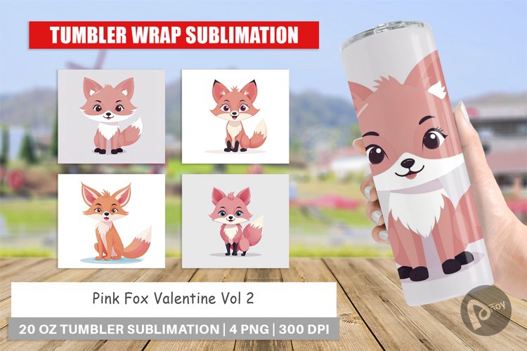 Tumbler Pink Fox Valentine example image 1