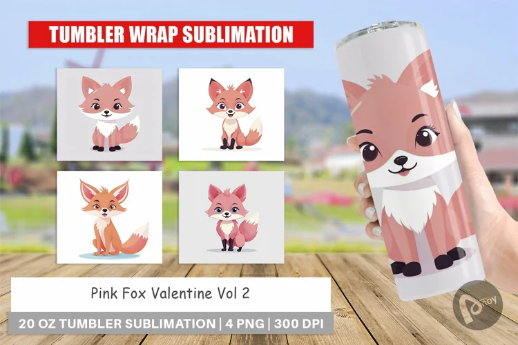 Tumbler Pink Fox Valentine