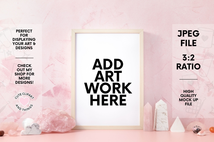 Frame Mock Up | Cute Pink Crystal Wall Art Mock Up