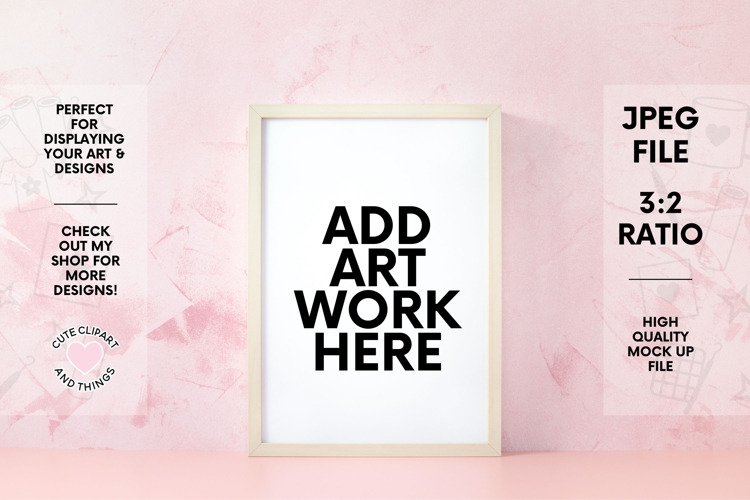 Frame Mock Up | Cute and Simple Pink Wall Art Mock Up